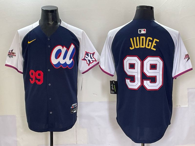 Men 2025 New York Yankees #99 Judge Drak Blue white All star Nike MLB Jersey style 52->new york yankees->MLB Jersey